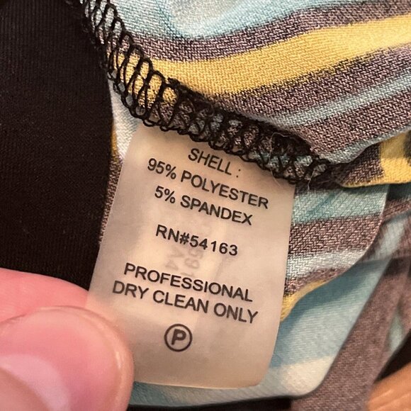 Calvin Klein Sheath Dress SZ 6 Pullover Stretch Turquoise Yellow Short Sleeve - Picture 11 of 11